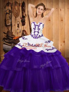 Pretty Ball Gowns Sleeveless Purple Sweet 16 Dresses Sweep Train Lace Up
