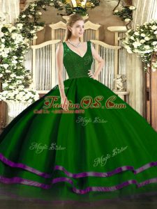 Gorgeous Tulle Sleeveless Floor Length Vestidos de Quinceanera and Beading and Ruffled Layers