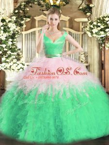 Floor Length Multi-color Quinceanera Gowns Organza Sleeveless Ruffles