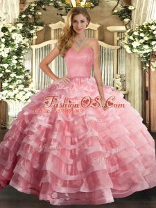 Sleeveless Ruffled Layers Lace Up Quinceanera Dresses