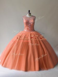 Hot Selling Scoop Sleeveless Tulle Quinceanera Dress Beading Lace Up