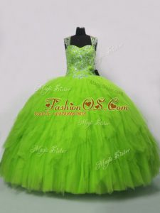 Extravagant Sleeveless Lace Up Floor Length Beading and Ruffles Sweet 16 Quinceanera Dress