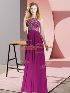 Fuchsia Sleeveless Chiffon Backless for Prom and Party