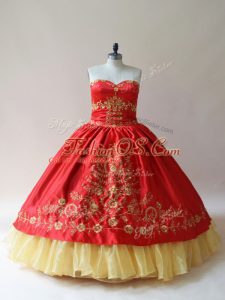 Smart Red Sleeveless Satin Lace Up Quinceanera Gown for Sweet 16 and Quinceanera
