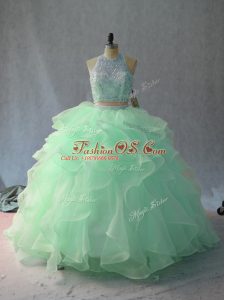 Discount Sleeveless Beading and Ruffles Backless Quinceanera Gown