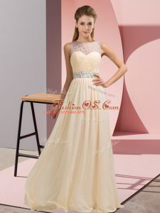 Champagne Scoop Neckline Beading Mother Of The Bride Dress Sleeveless Backless