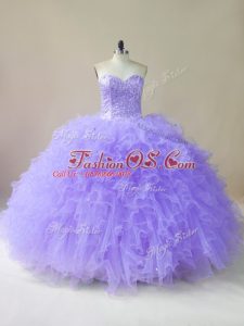 Fitting Lavender Sleeveless Tulle Lace Up Quinceanera Dresses for Sweet 16 and Quinceanera