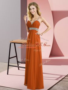 Glamorous Rust Red Sleeveless Chiffon Criss Cross Casual Dresses for Prom and Party