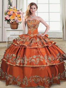Rust Red Sweetheart Lace Up Ruffles and Ruffled Layers Vestidos de Quinceanera Sleeveless