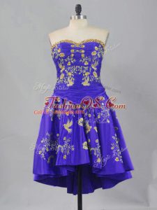 Purple Lace Up Sweetheart Embroidery Party Dress Wholesale Sleeveless