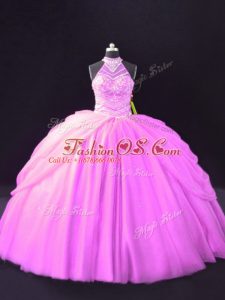 Tulle Sleeveless Floor Length Ball Gown Prom Dress and Beading and Pick Ups