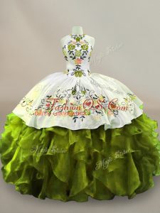 Artistic Olive Green Sleeveless Organza Side Zipper Quinceanera Gowns for Sweet 16 and Quinceanera