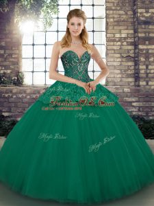 Excellent Green Sweetheart Neckline Beading and Appliques 15 Quinceanera Dress Sleeveless Lace Up
