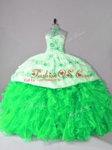Lace Up Quinceanera Gowns for Sweet 16 and Quinceanera with Embroidery and Ruffles Court Train