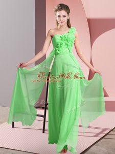 Pretty Empire Wedding Guest Dresses One Shoulder Chiffon Sleeveless Floor Length Lace Up