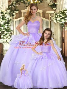 Romantic Sleeveless Floor Length Beading Lace Up 15 Quinceanera Dress with Lavender