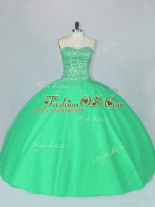 Green Sweetheart Neckline Beading Sweet 16 Dresses Sleeveless Lace Up