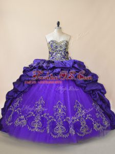 Lace Up Quinceanera Dress Purple for Sweet 16 and Quinceanera with Embroidery and Pick Ups Brush Train