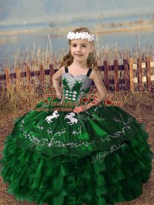 Sleeveless Embroidery and Ruffled Layers Lace Up Pageant Dress Womens