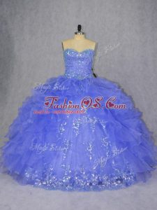 Sleeveless Lace Up Floor Length Appliques and Ruffles 15 Quinceanera Dress