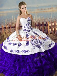 Sweetheart Sleeveless Lace Up Quinceanera Dress Purple Satin and Organza