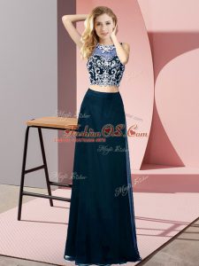 Artistic Floor Length Teal Mother Of The Bride Dress Scoop Sleeveless Backless