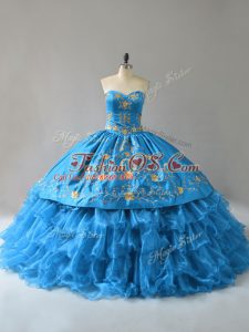 Lovely Sleeveless Embroidery and Ruffles Lace Up Sweet 16 Quinceanera Dress