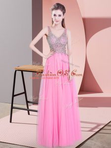 New Style Tulle Sleeveless Floor Length Mother Of The Bride Dress and Beading