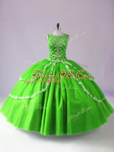 Lovely Green Sleeveless Tulle Zipper Sweet 16 Quinceanera Dress for Sweet 16 and Quinceanera