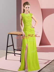 Customized Yellow Green Scoop Neckline Beading Mother Of The Bride Dress Sleeveless Zipper