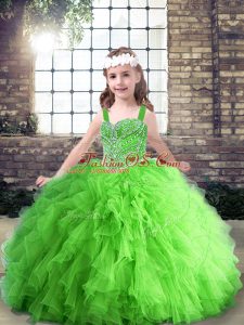 Cheap Straps Sleeveless Lace Up Kids Pageant Dress Tulle