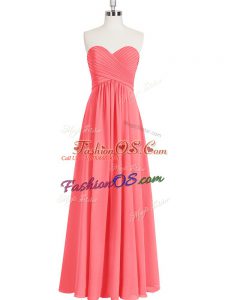 Hot Selling Sweetheart Sleeveless Zipper Prom Gown Watermelon Red Chiffon