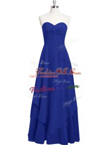 Attractive Royal Blue Empire Sweetheart Sleeveless Chiffon Floor Length Zipper Pleated Prom Dresses