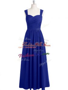 Royal Blue Sleeveless Ruching Floor Length Prom Gown