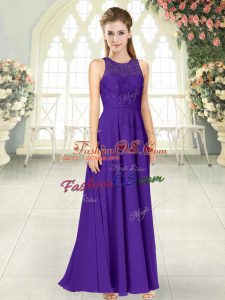 Excellent Chiffon Sleeveless Floor Length Prom Gown and Lace