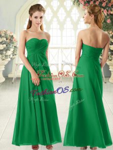 Low Price Green Sleeveless Floor Length Ruching Zipper