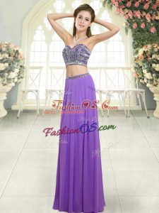 Custom Fit Chiffon Sweetheart Sleeveless Backless Beading Prom Gown in Lavender