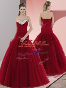 Super Floor Length Red Prom Dress Sweetheart Sleeveless Zipper