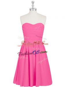 Fantastic Sleeveless Mini Length Ruching and Pleated Zipper Homecoming Dress with Hot Pink