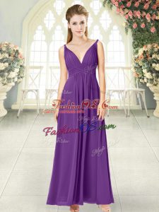 Superior Purple Sleeveless Chiffon Zipper Prom Dresses for Prom and Party