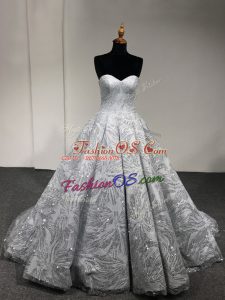 Attractive Sleeveless Lace Up Floor Length Sequins Quinceanera Gown