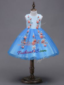 Romantic Scoop Sleeveless Tulle Flower Girl Dresses for Less Hand Made Flower Zipper