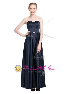 Black Zipper Sweetheart Beading Prom Evening Gown Satin Sleeveless