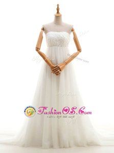 Inexpensive Sleeveless Court Train Zipper With Train Lace Wedding Dress