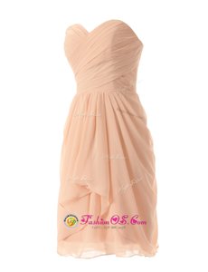 Captivating Peach Sweetheart Neckline Ruffles Prom Dresses Sleeveless Zipper