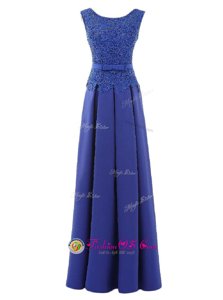 Eye-catching Scoop Sleeveless Lace and Belt Zipper Dress for Prom