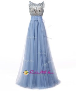 Spectacular Scoop Sleeveless Beading and Bowknot Backless
