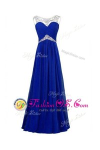 Exquisite Silk Like Satin Sleeveless Floor Length Prom Party Dress and Beading