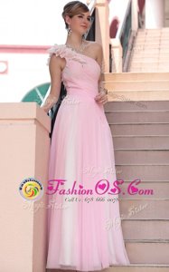 Sequins Hot Pink Sleeveless Chiffon Zipper for Prom and Party