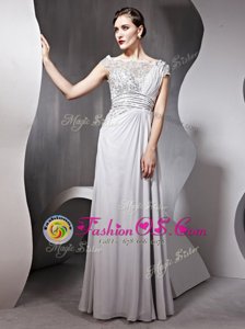 Discount Green Zipper Prom Dresses Beading and Appliques Sleeveless Floor Length